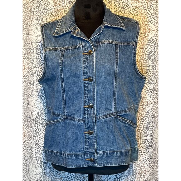 St. Johns Bay Vintage Indigo Denim Vest Jacket Size M - Picture 3 of 11